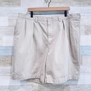 POLO Ralph Lauren Tyler Pleated Chino Shorts Beige 9" Inseam Casual Mens 42